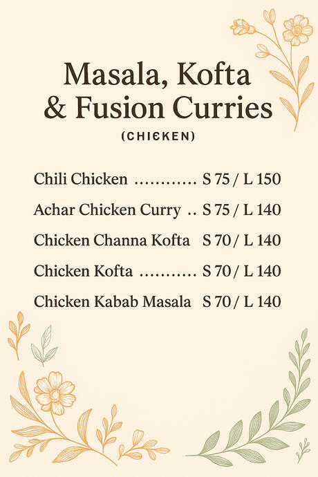 Masala, Kofta & Fusion Curries