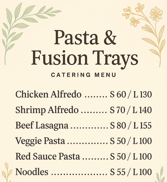 Pasta & Fusion Trays