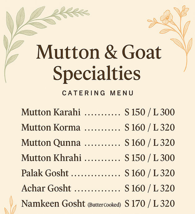 Mutton &amp; Goat Specialties