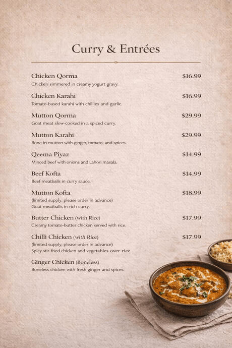 Curries &amp; Entrees