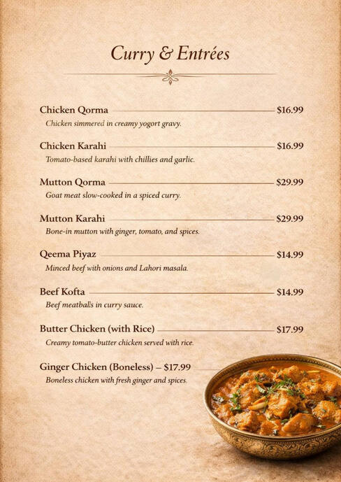 Curries & Entrees