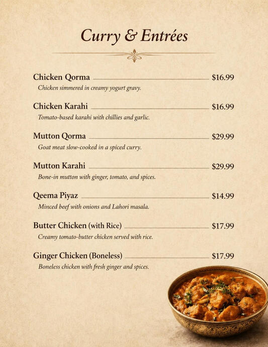Curries & Entrees
